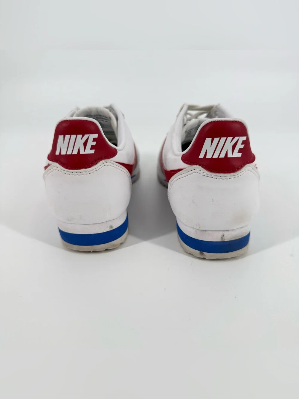 Nike Classic Cortez Sneakers Womens Size 6.5 White Leather Red Blue 807471 103